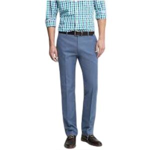Banana Republic Blue Tailored Slim Fit Non-Iron Textured Cotton Dress Pants